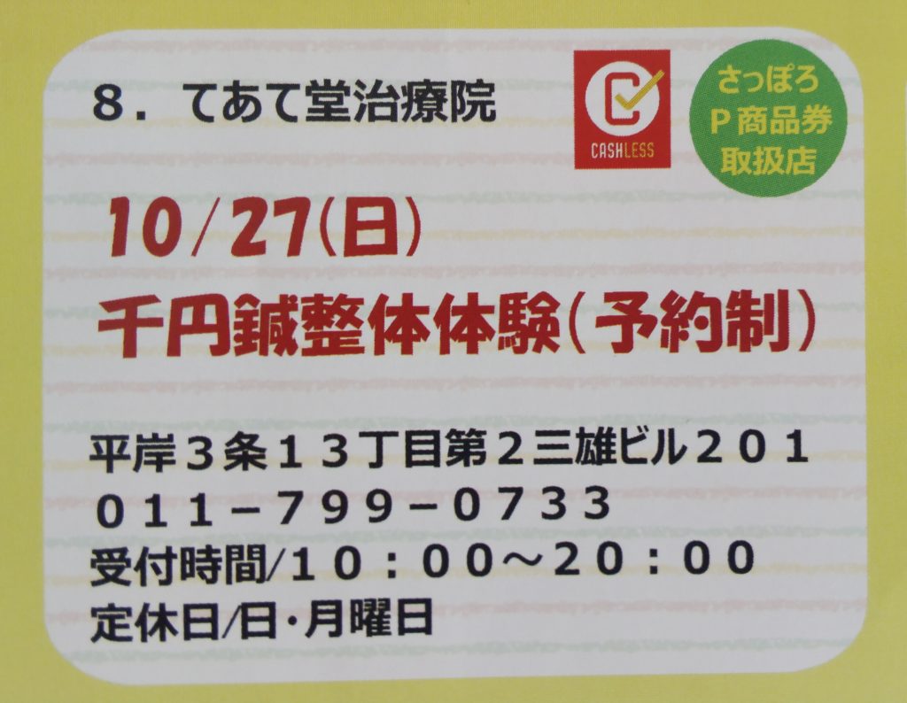 鍼整体体験会ちらし